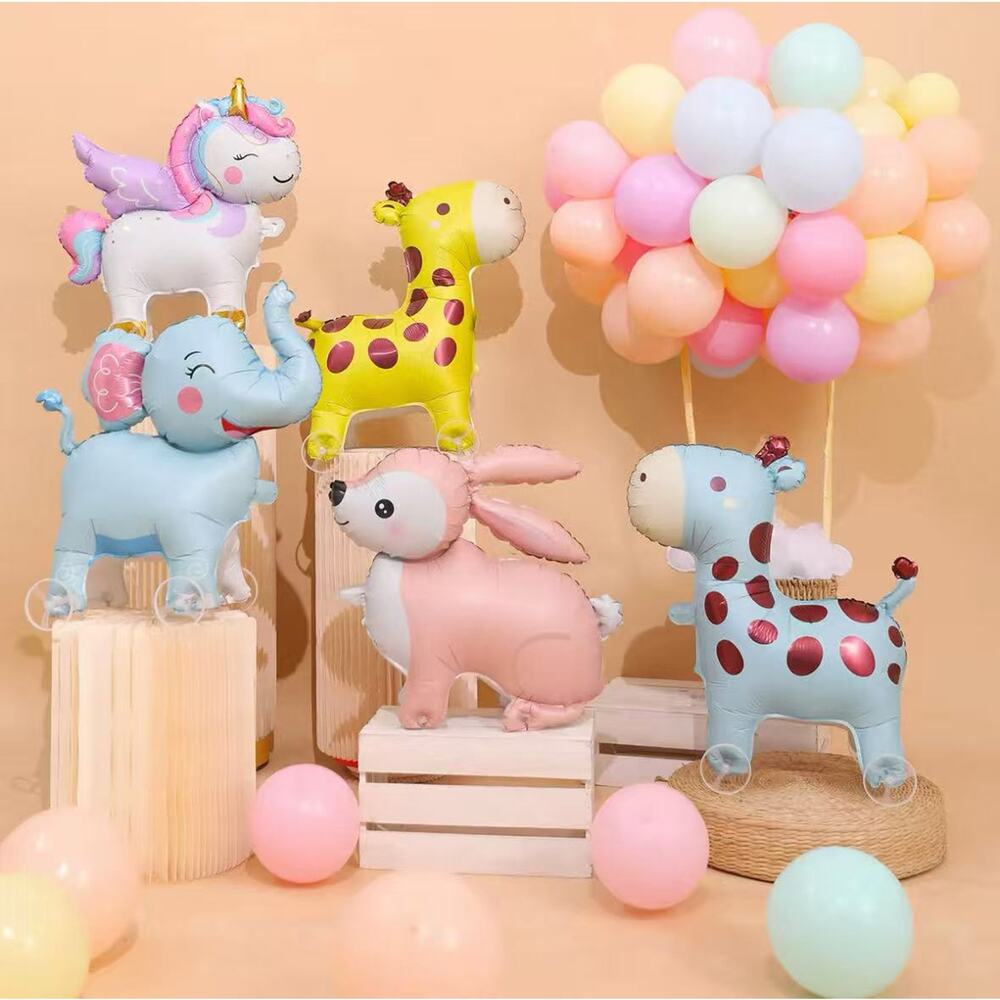 20Pcs Walking Animal Foil Balloons with Wheels, Party Decorations for Kids